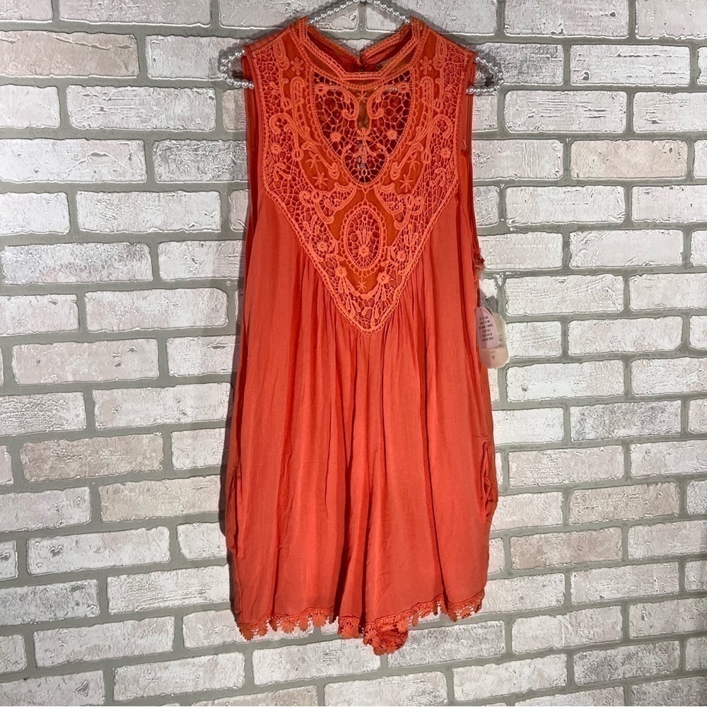 Altar’d State NWT Peach Lace Accent Sleeveless Romper Size M - Picture 5 of 15